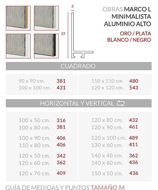 Medidas Marco Minimalista L alto M